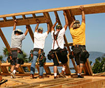 Raising the walls of a new home in SLO